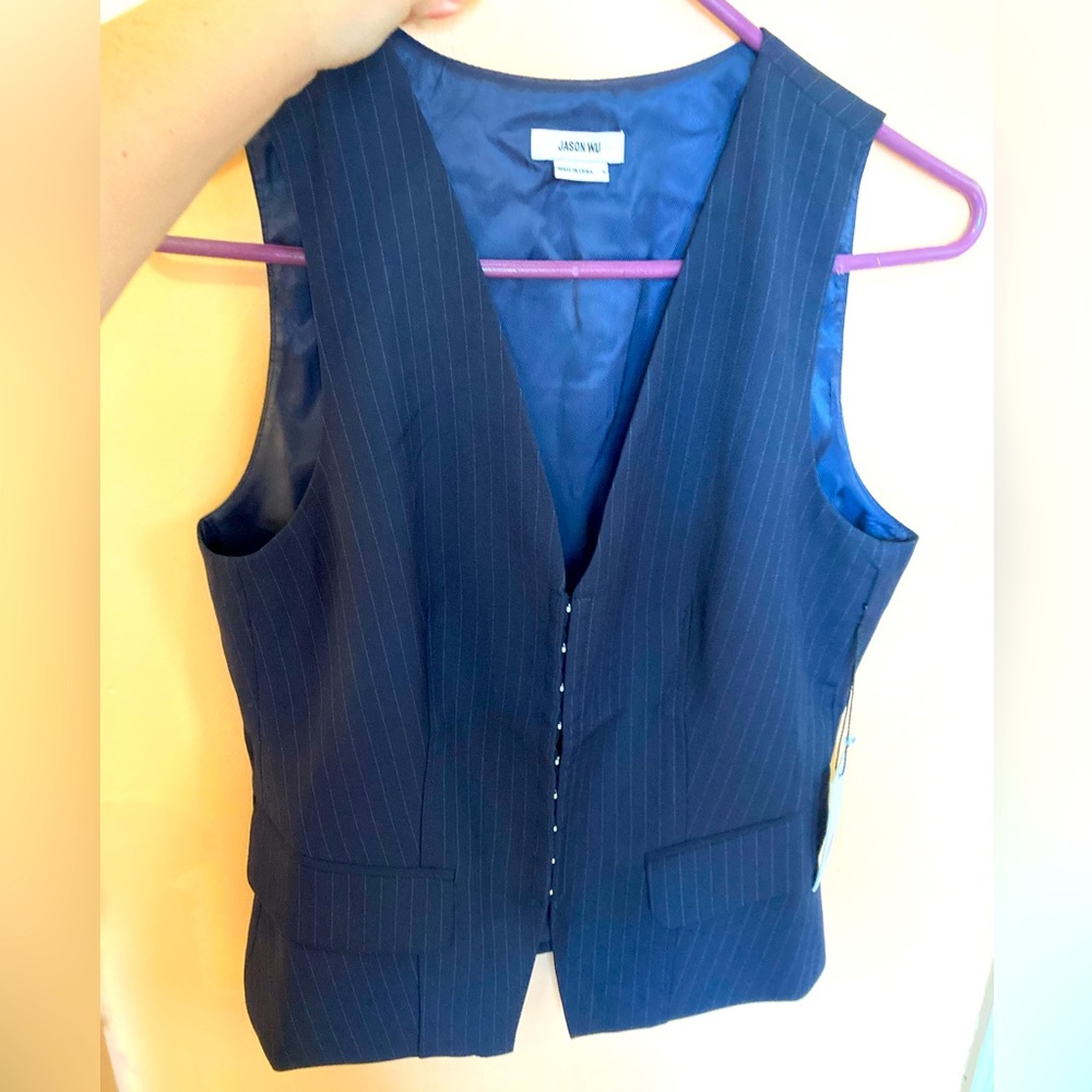 Jason Wu - Navy Dotted Pinstripe Vest NWT